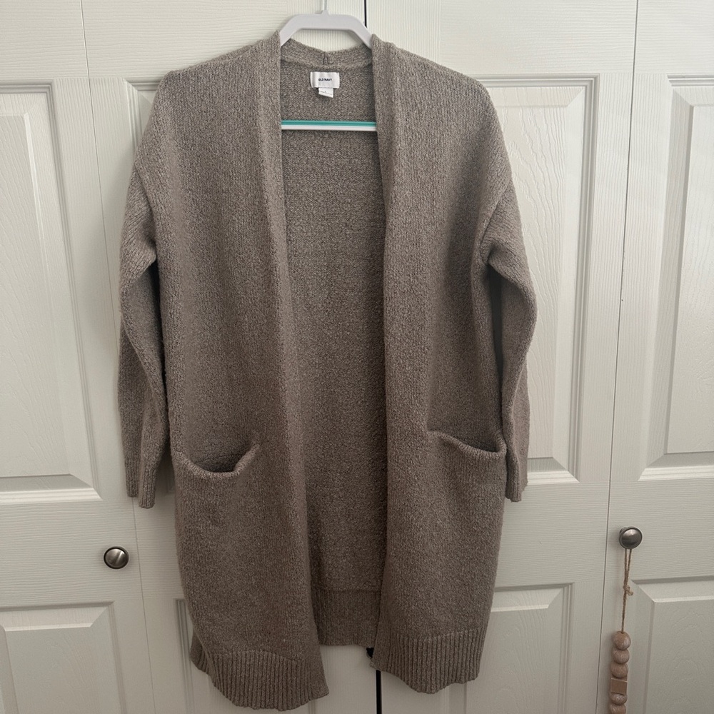 Cozy Taupe Open-Front Cardigan